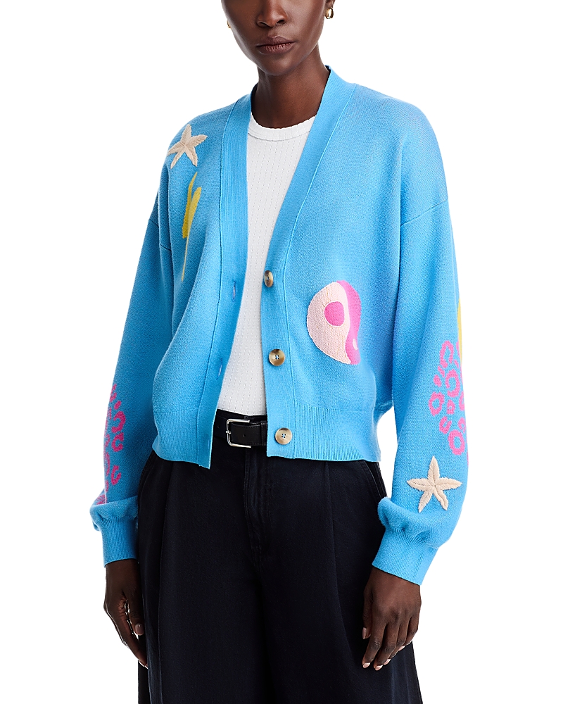 Mother The Bell Sleeved Cropped V Neck Cardigan Sweater