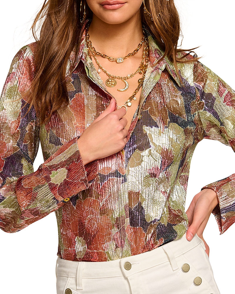 RAMY BROOK NICOLE METALLIC PRINTED SHIRT