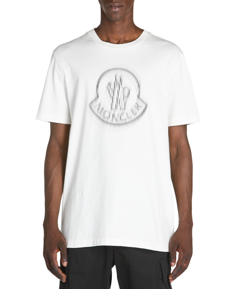 Moncler Short Sleeve Logo Tee in Natural