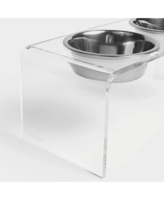 Medium Clear Double Bowl Pet Feeder, 2 Quart Bowls