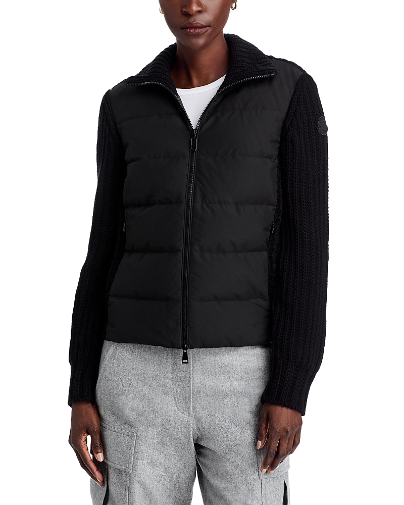 Moncler Mixed Media Wool & Cashmere Zip Up Cardigan
