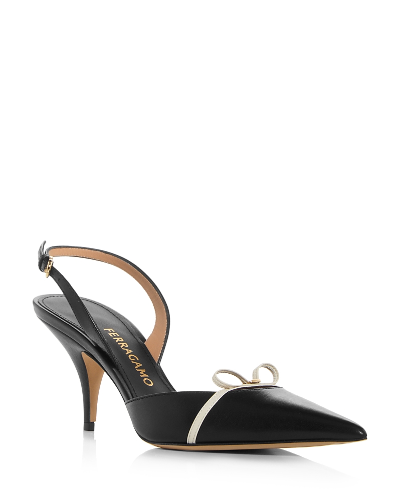 Ferragamo Gylla 70 Slingback Leather Pumps In Black