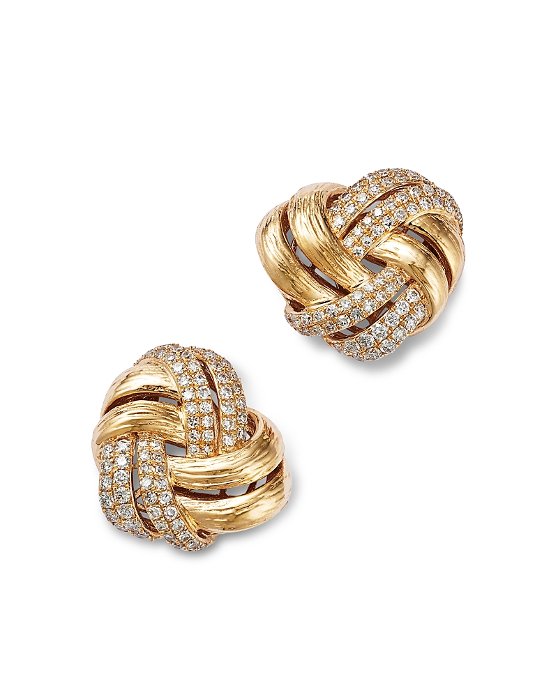 Bloomingdale's Fine Collection Diamond Love Knot Stud Earrings in 14K Yellow Gold, 0.60 tcw