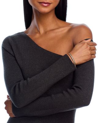 Black & White Diamond Angled Bangle Bracelet in 14K Yellow Gold, 2.50 tcw