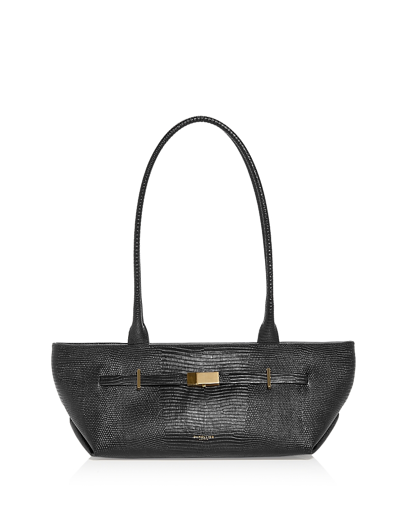 Demellier The New York Embossed Leather Shoulder Bag In Black