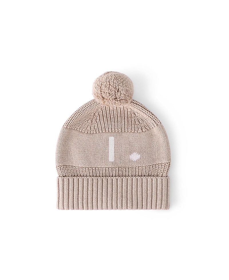 NAMELYCO UNISEX LIGHT CAMEL LETTER BEANIE - LITTLE KID