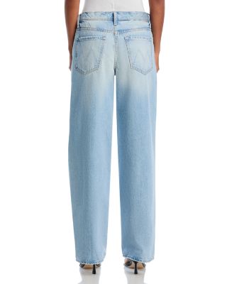 デニム・ジーパン MOTHER White Stretch Denim The Spinner Wide-Leg Jeans MOTHER The Spinner Zip Sneak High Rise Wide Leg Jeans in