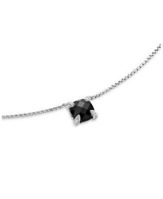 Ch&acirc;telaine&reg; Pendant Necklace with Black Onyx and Diamonds, 18"