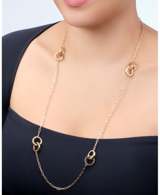 18K Yellow Gold Duetto Interlocking Hammered Link Necklace, 30"