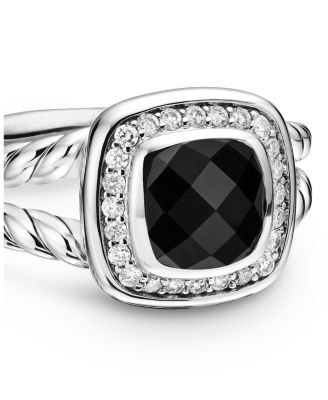 Petite Albion Ring with Black Onyx & Diamonds