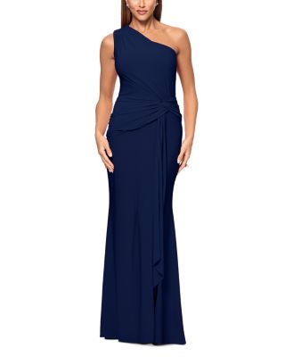 AQUA - Long One Shoulder Ruched Dress - Exclusive