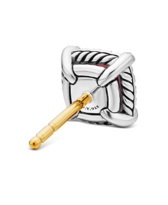 Sterling Silver Chatelaine Garnet Stud Earrings with Diamonds - Exclusive