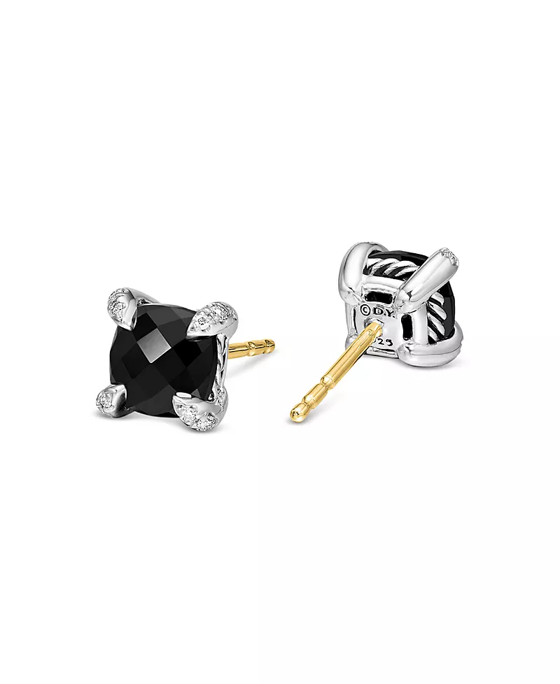 David Yurman Chatelaine Stud Earrings with Black Onyx and Diamonds