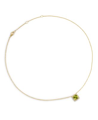 Petite Ch&acirc;telaine&reg; Pav&eacute; Bezel Pendant Necklace in 18K Yellow Gold with Peridot