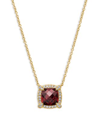 Petite Ch&acirc;telaine&reg; Pav&eacute; Bezel Pendant Necklace in 18K Yellow Gold with Gemstones & Diamonds, 18"