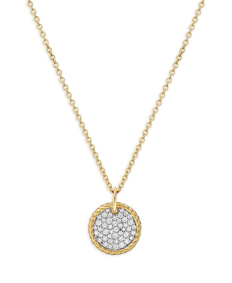 David Yurman Cable Collectibles Pave Charm Necklace with Diamonds in 18K Gold