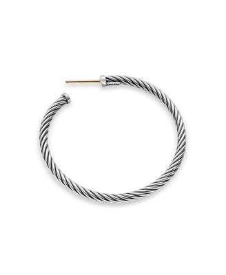 Sterling Silver Cable Hoop Earrings, 1.5 inch