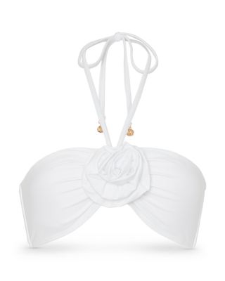 Floral Appliqu&eacute; Halter Bikini Top