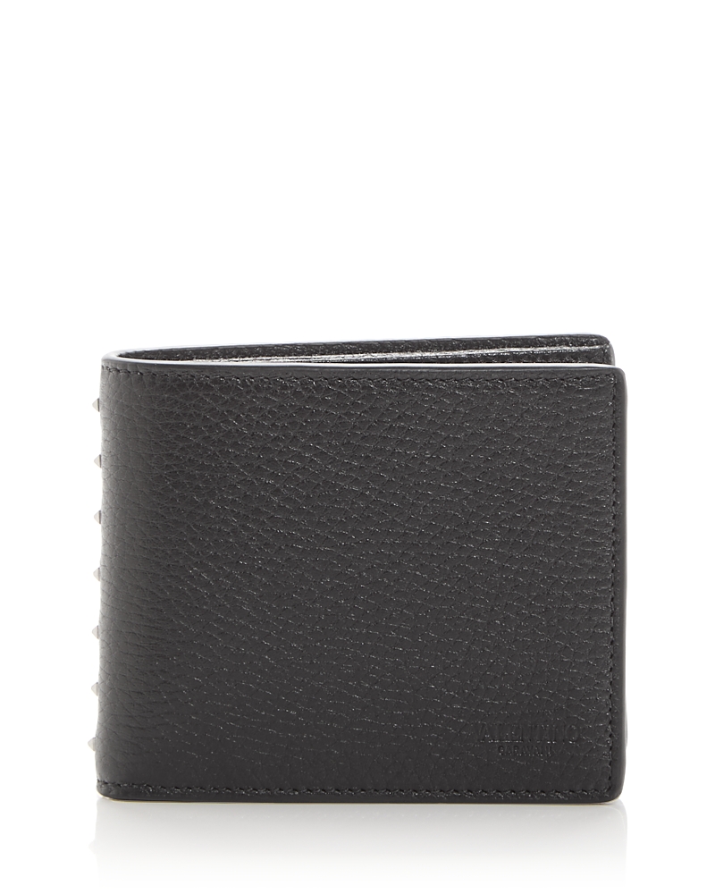 Valentino Rockstud Textured Studded Bi-fold Wallet In Black