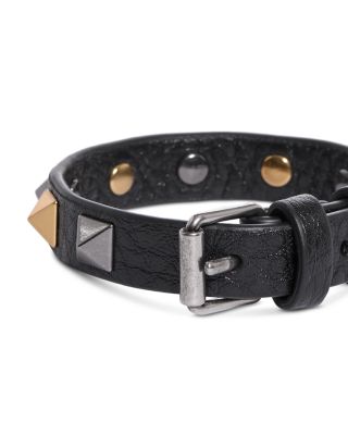 Stud Embellished Leather Bracelet