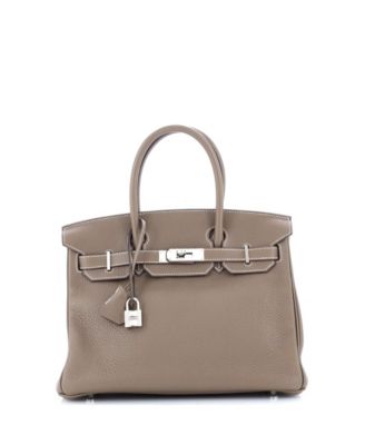 Pre-Owned Hermes Birkin 30 Handbag Grey Clemence with Palladium Hardware