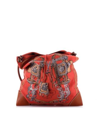 Pre-Owned Hermes Pm Silky City Bag Printed Silk and Leather