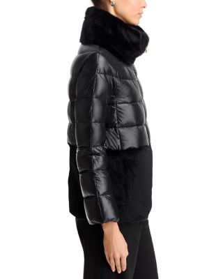 Quilted Faux Fur Trim Coat