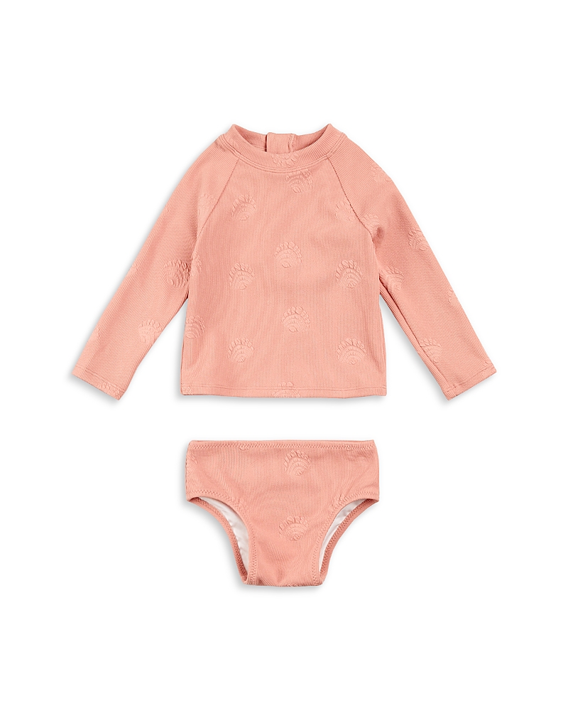 Miles The Label Girls' Ribbed Rashguard Two Piece Swimsuit - Baby