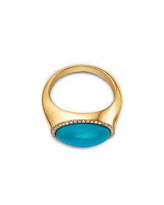 Turquoise & Diamond Halo Ring in 14K Yellow Gold