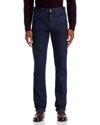 Canali Stretch Denim Straight Fit Jeans in Dark Blue