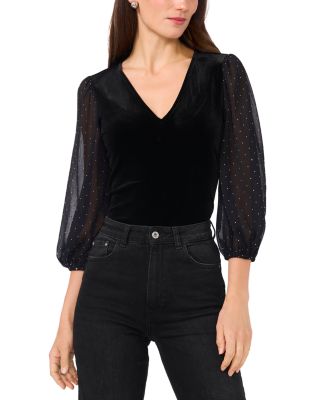Velvet Sheer Sleeve Top