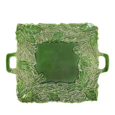 Lastra Holiday Green Figural Handled Square Platter