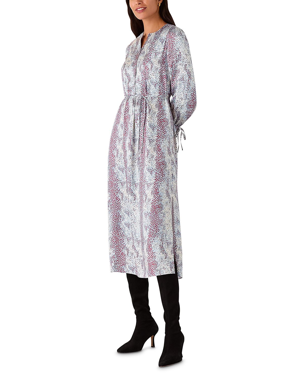 Whistles Mottled Snake Print Midi Dress