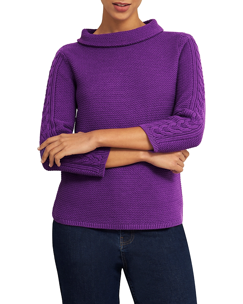 Hobbs London Camilla Boat Neck Cable Knit Sleeve Sweater