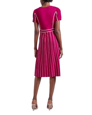 Contrast Piping Jewel Neck A Line Dress