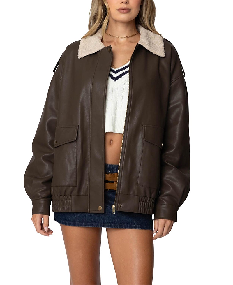 Edikted Ann Oversized Jacket In Brown
