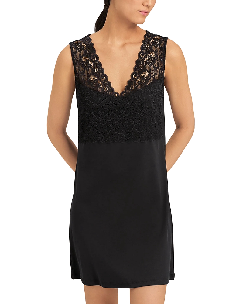 Hanro Moments Lace Tank Night Gown In Black