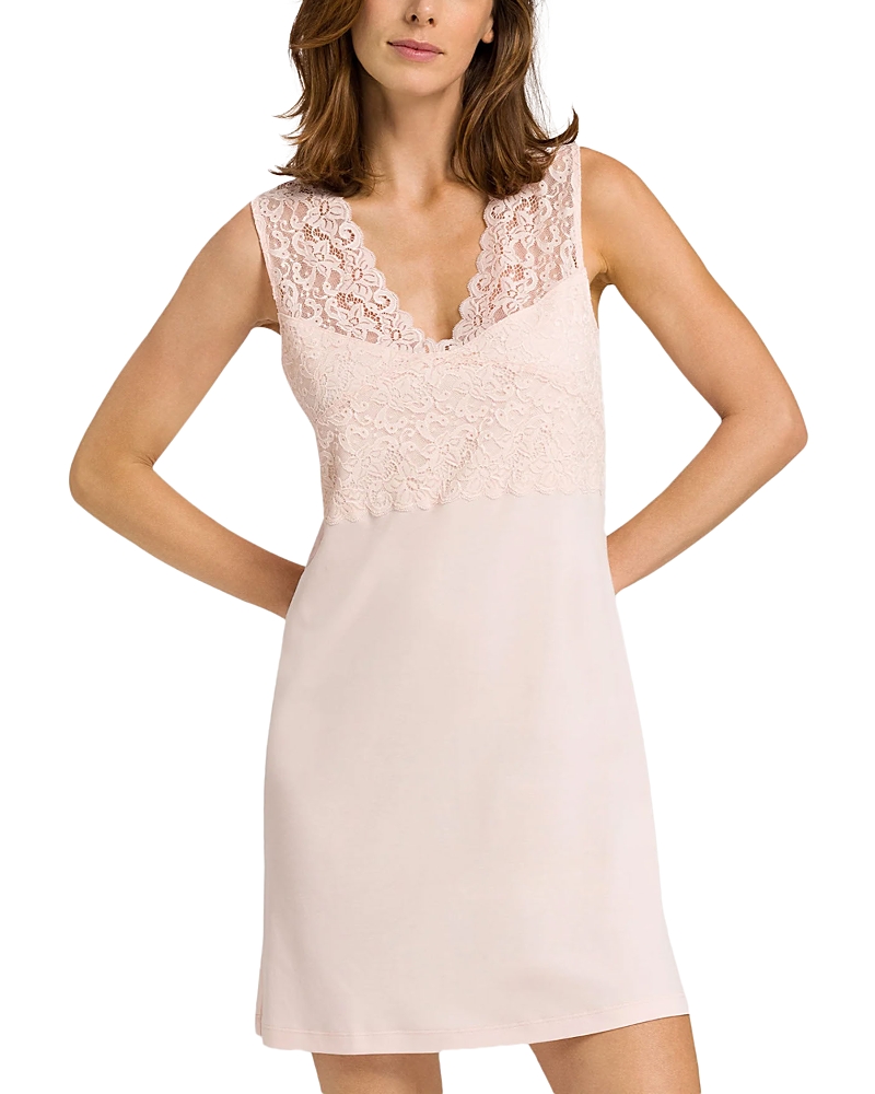 Shop Hanro Moments Lace Tank Gown In Crystal Pink