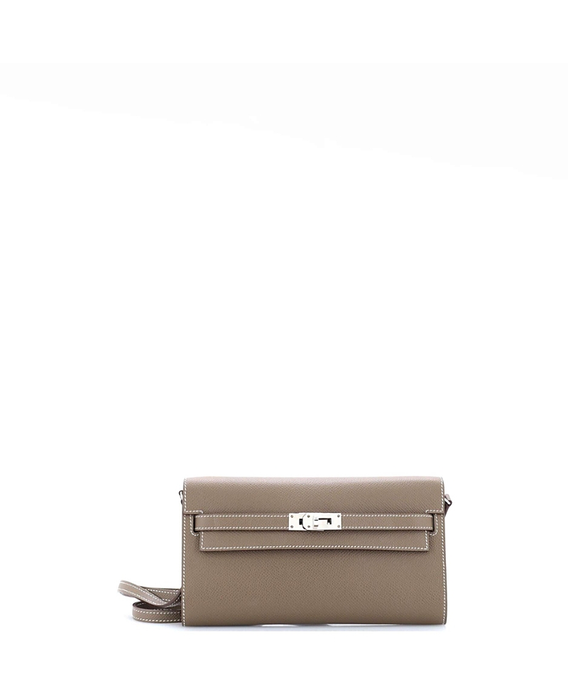 Pre-owned Pre-owned Hermes Hermes Kelly To Go Wallet Epsom In Gray