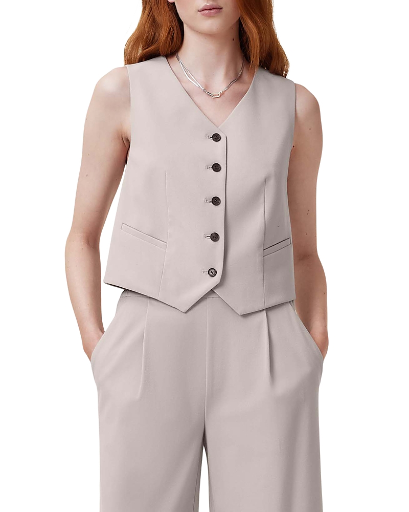 Allsaints Aleida Lightweight Tri Waistcoat In Greige Brown