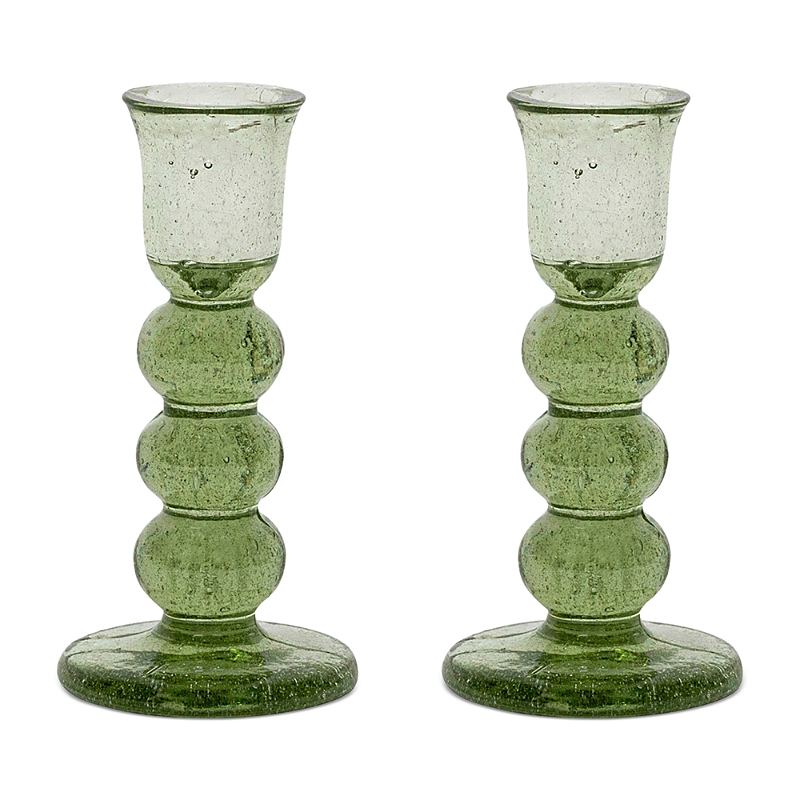 Juliska Provence Set Of 2 Candlesticks In Basil
