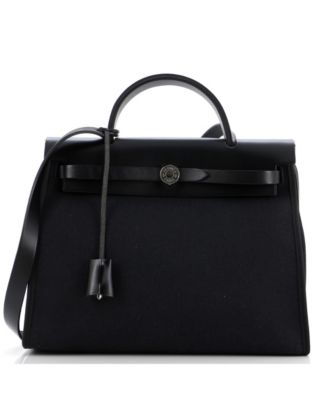 Pre-Owned Hermes 31 Herbag Zip Leather and Toile