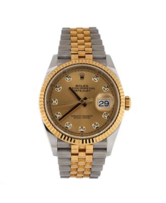 Pre-Owned Rolex Oyster Perpetual Datejust Automatic Watch in Stainless Steel and Gold with Diamond Markers 36mm