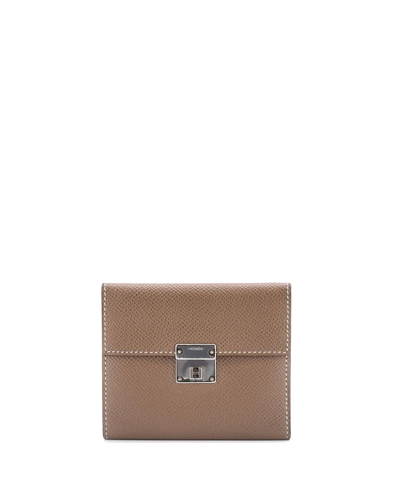 Pre-owned Pre-owned Hermes Hermes 12 Clic Wallet Epsom In Gray