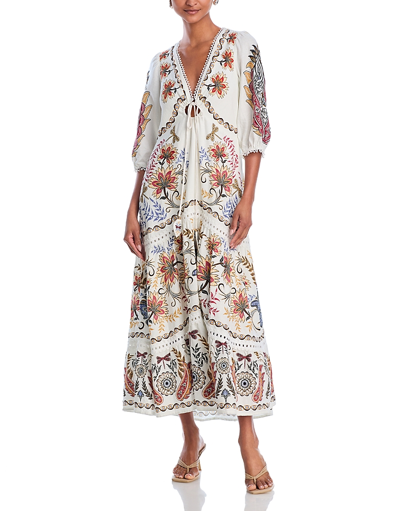 Shop Farm Rio Boho Glam Maxi Dress In Boho Glam Off-white