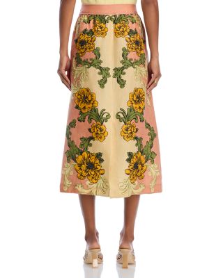 Delicate Flower Linen Arabesque Skirt