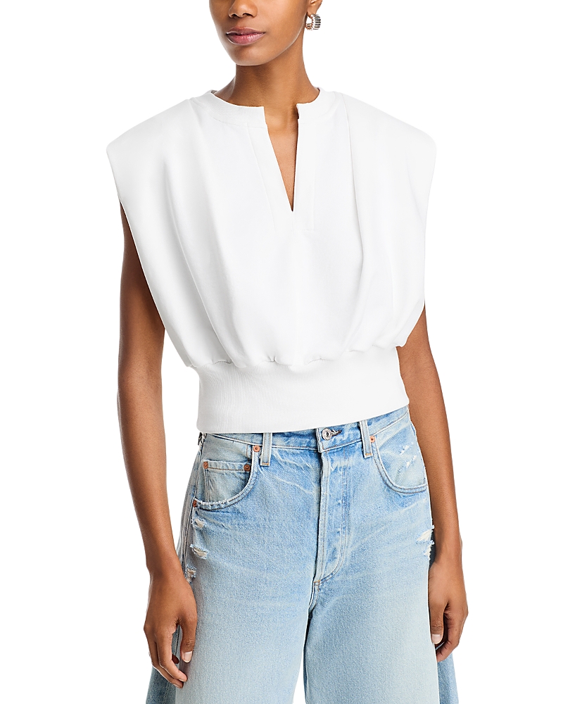 3.1 Phillip Lim Padded Shoulder French Terry Top In White