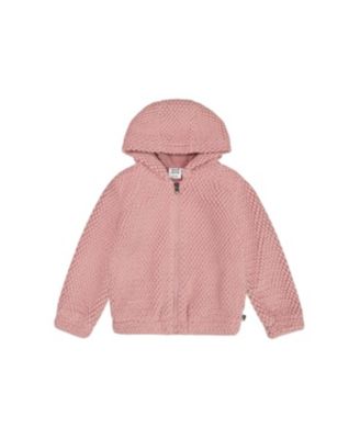 Deux par Deux Girls' Hooded Plush Jacket Dusty Pink - Baby