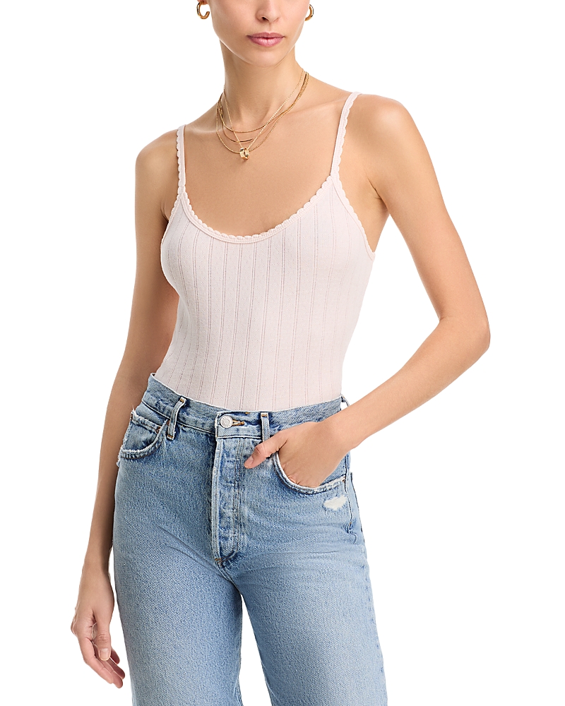 Leset Pink Pointelle Tank Top In Pink