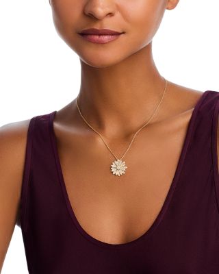 18K Yellow Gold Margherita Diamond Flower Pendant Necklace, 16-18"